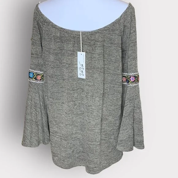 VAVA by Joy Han KYLE Cold Shoulder Blouse GRAY Large NEW With Tags - Picture 4 of 8